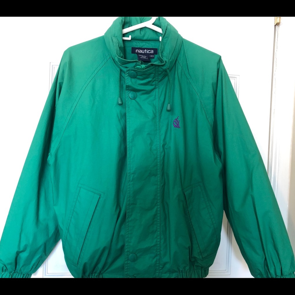 Kelly green cotton poplin blouson jacket